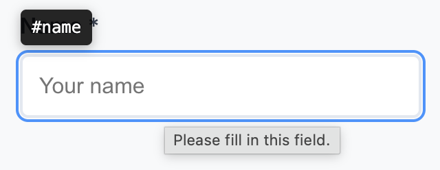 Name field on contact us form