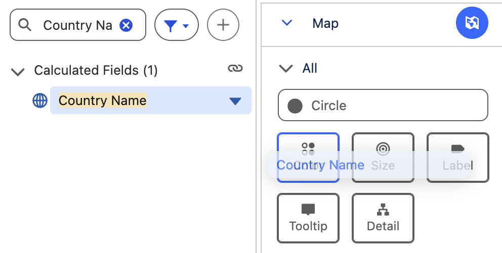 Drag calculated field to color type on Marks card