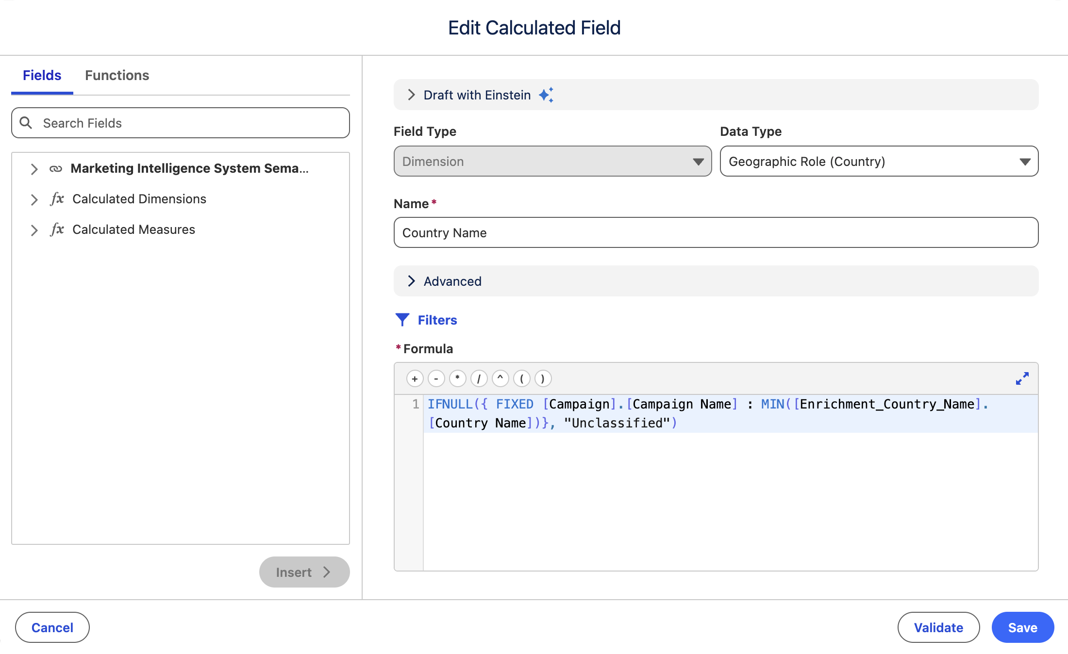 Edit calculated field in Tableau Next