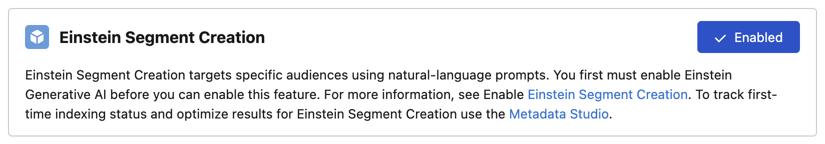 Enable Einstein Segment Creation in Salesforce Setup