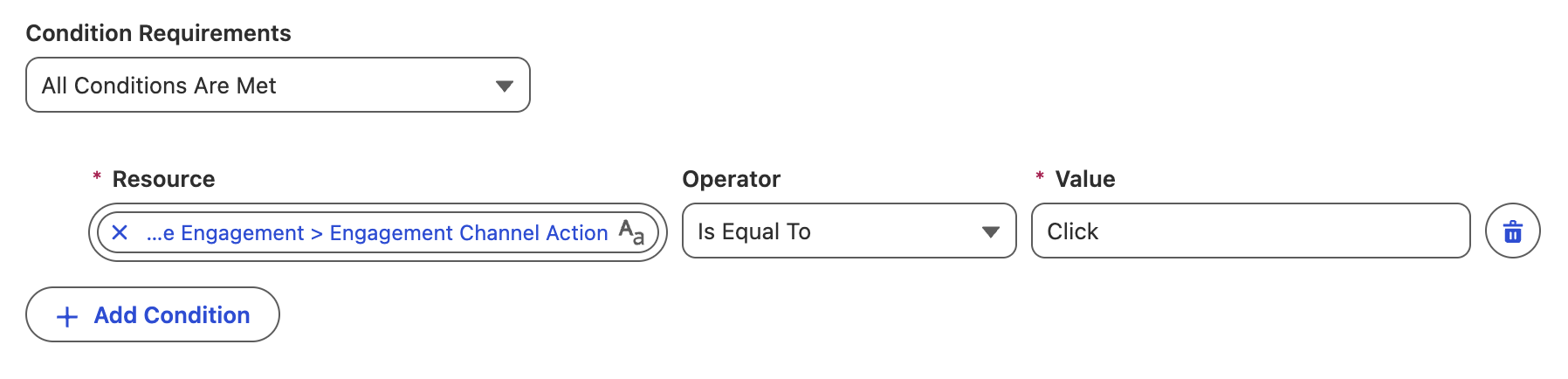 Create a condition in an engagement signal