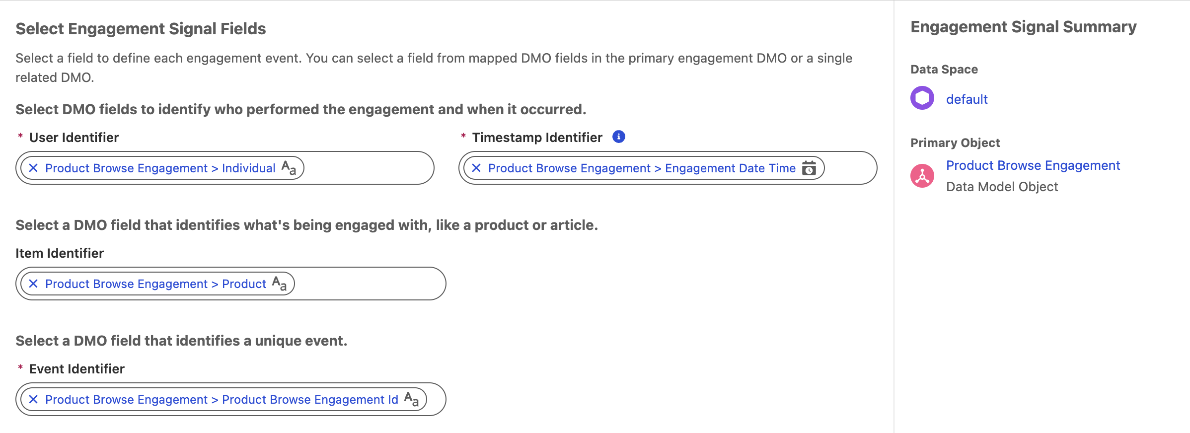 Select Engagement Signal Fields