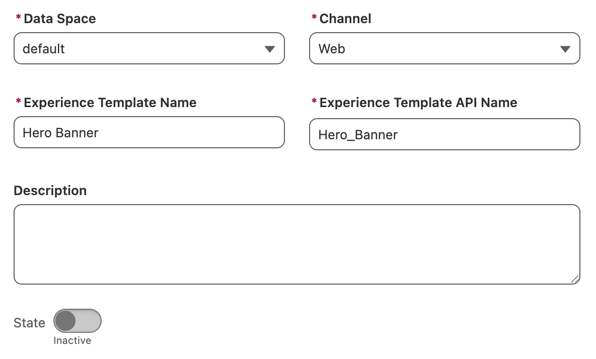 Experience Template Properties