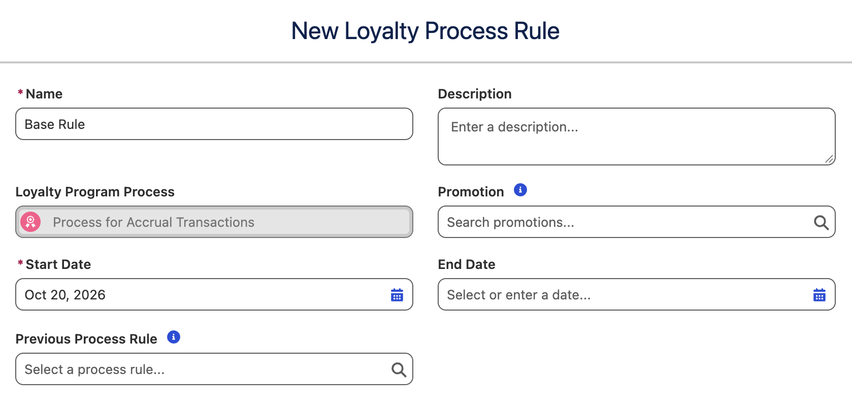 Create new loyalty process rule