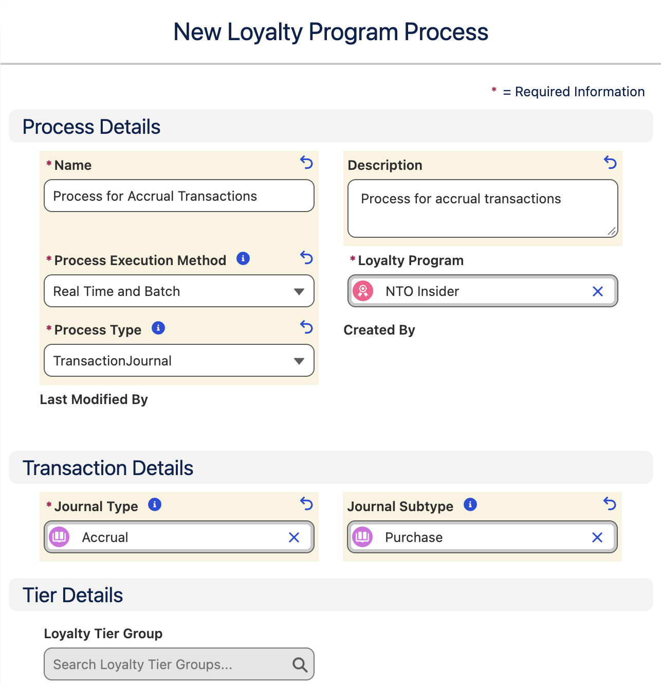 Create new loyalty program process