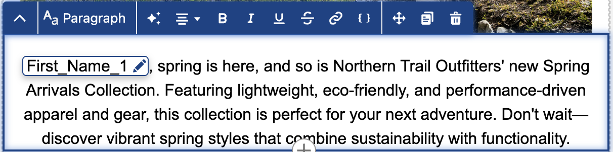 Add merge field in email content