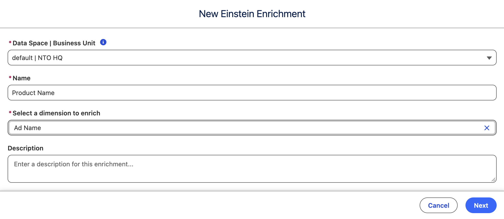 Create Einstein Enrichment in Marketing Intelligence