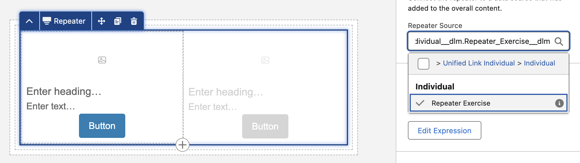 Configure repeater source in email