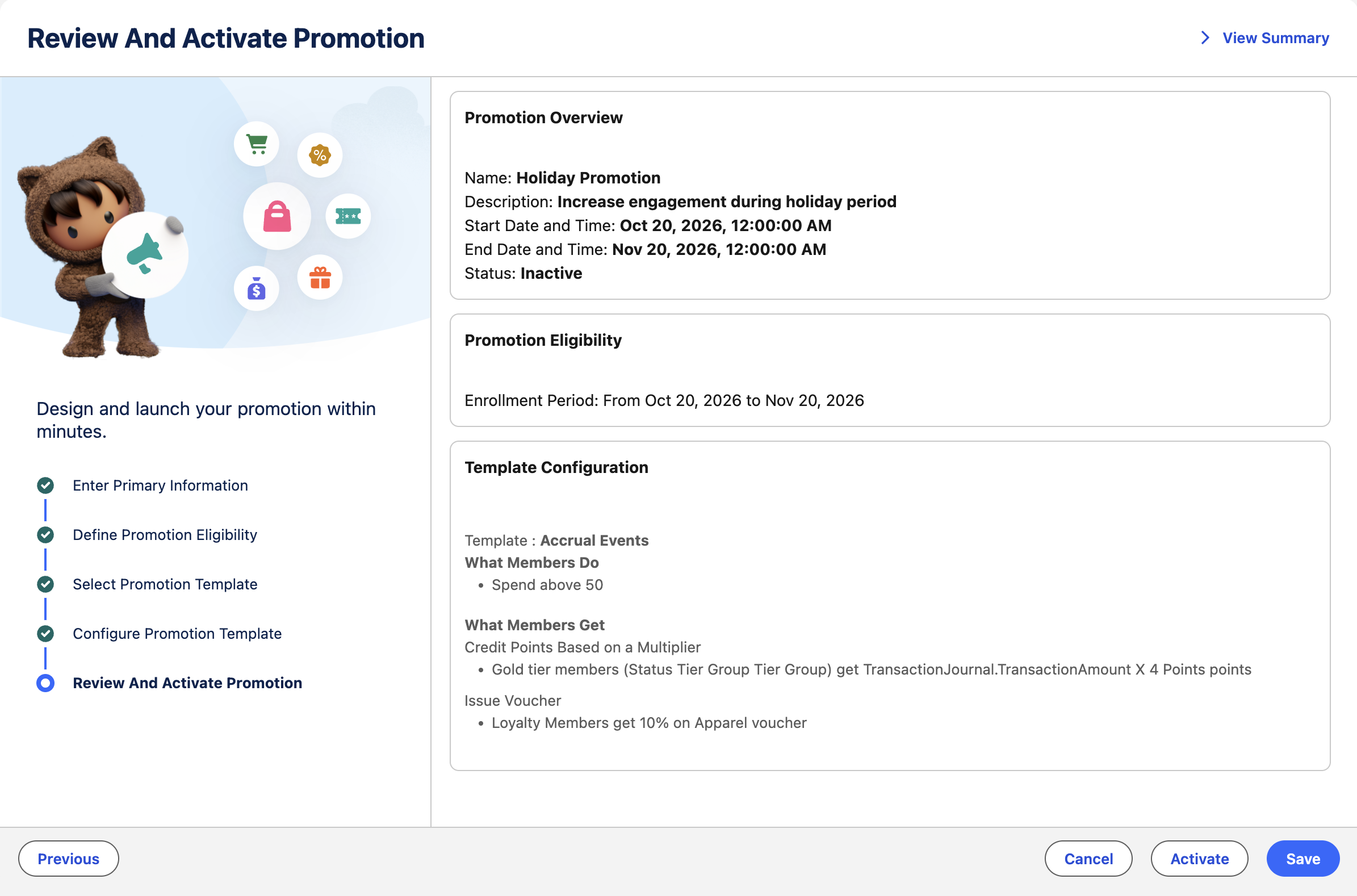 Review and Activate Promotion