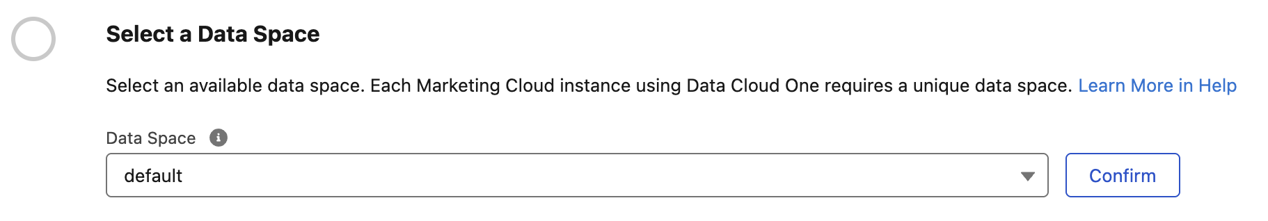 Select a data space in Salesforce Setup from Assisted Setup