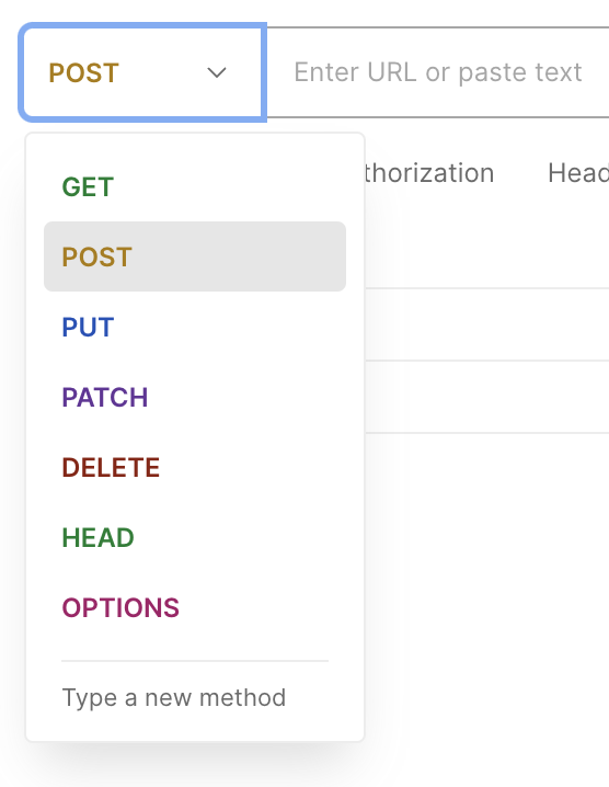 Set HTTP method in Postman