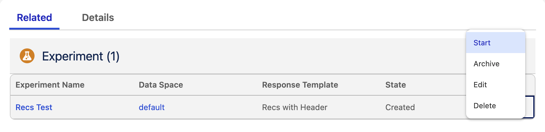 Start personalization experiment