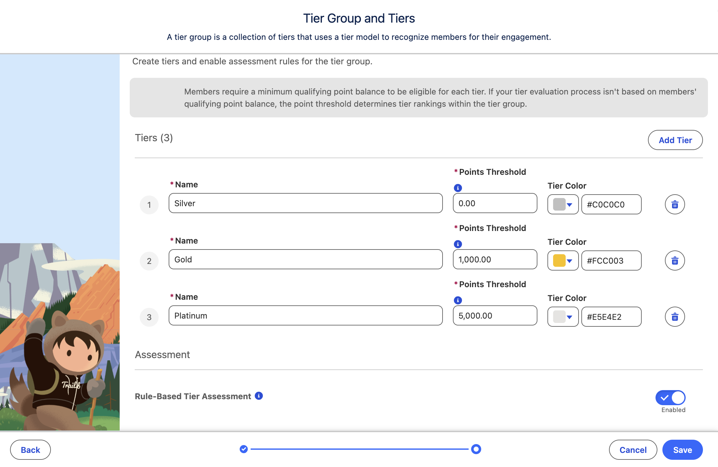 Configure Tier Group Settings dialog