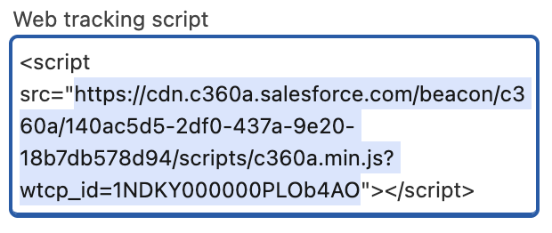 Web tracking script in Website Connector